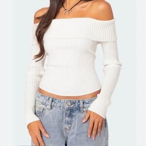 Edikted off the shoulder, white long sleeve top